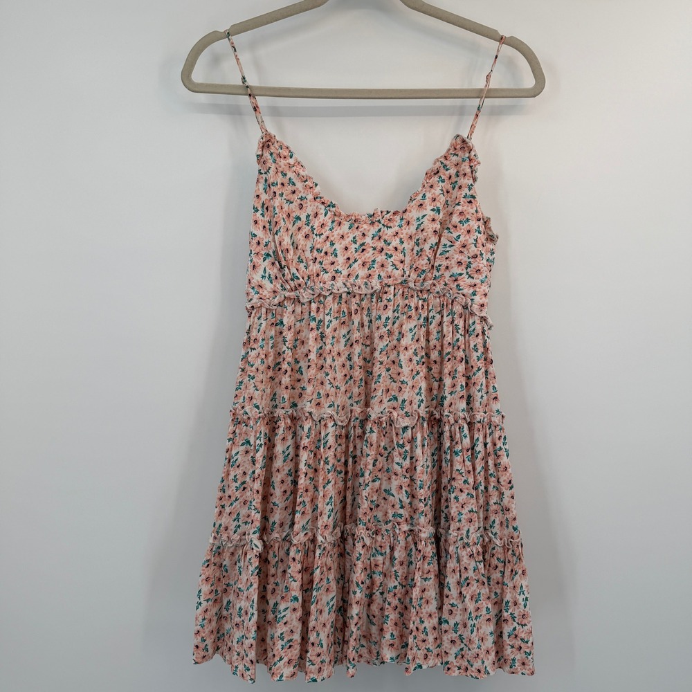 Saints + Secrets Floral Tiered Mini Dress FLAW Ruffle Babydoll Small Cottagecore